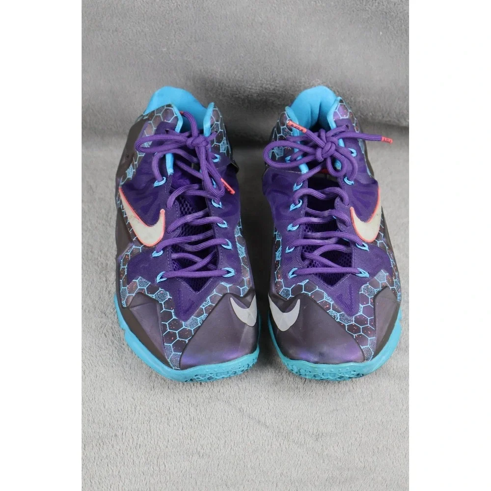 Mens Nike LeBron 11 Shoes Size 11 Purple Teal High Top Basketball 2013